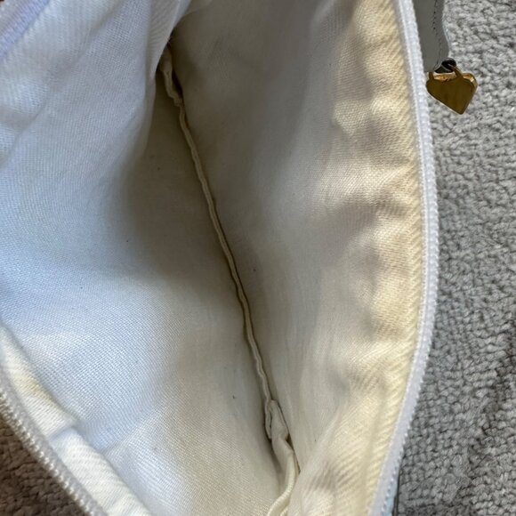 Vintage Lisette New York Embossed Pearlescent White Leather Pochette Crossbody - Picture 7 of 8